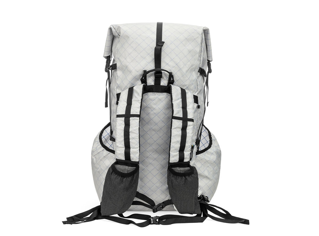 Liteway Gramless 35L ultralight frameless backpack, Back view Silver