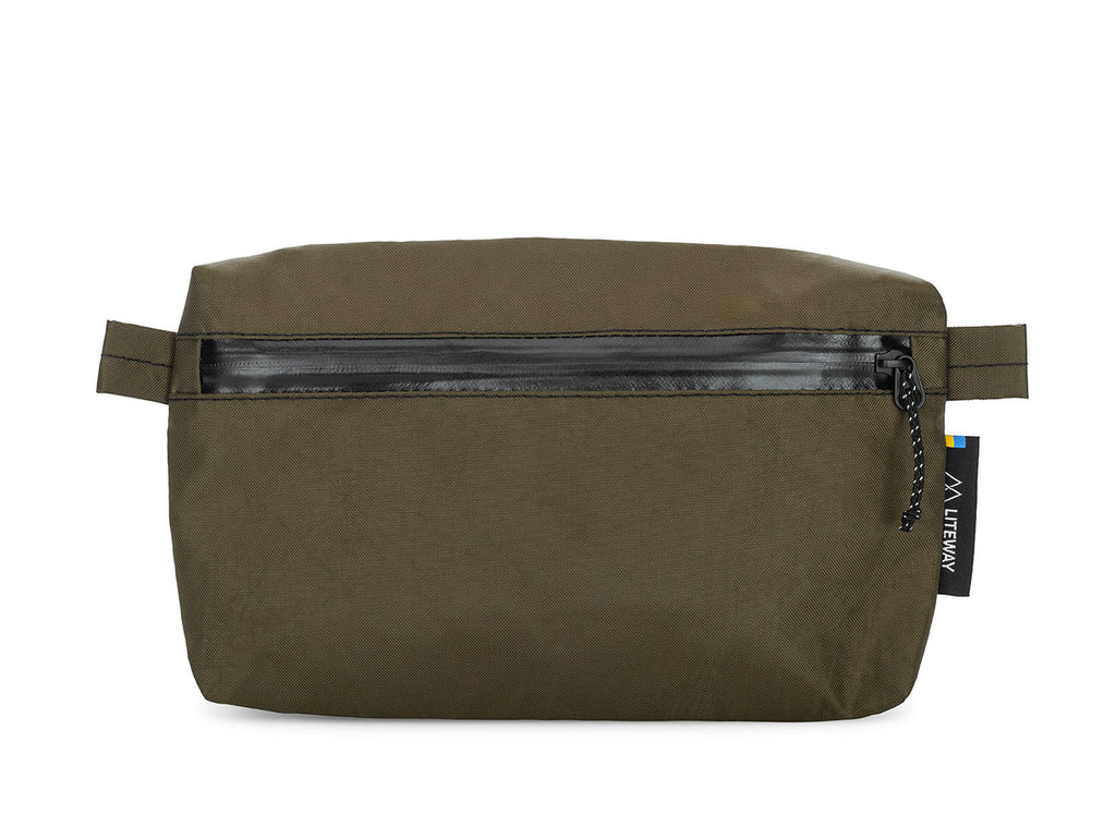 Liteway Pokkie ultralight belt pouch wallet, front view olive 
