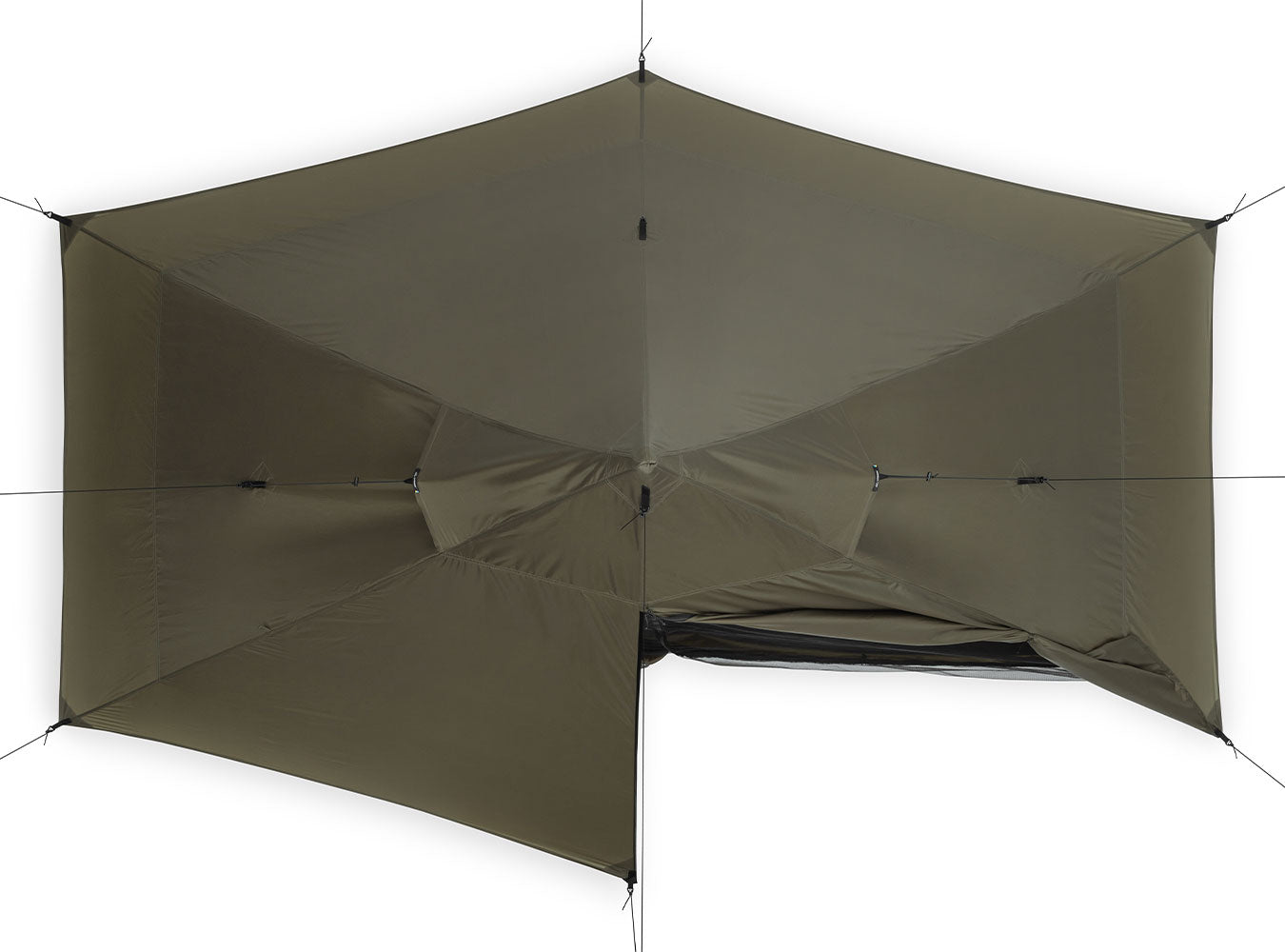 top view of one open door of Liteway Illusion Solo tent pitched