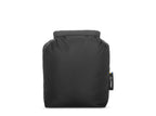 Black backpack with a visible brand logo on a white background