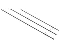 Four black metal rods on a white background