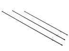 Four black metal rods on a white background